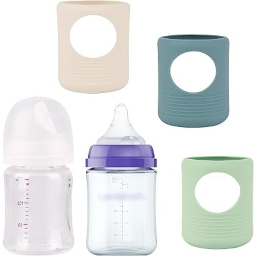 3 Pack Silicone Sleeve Compatible with Pigeon Glass Bottle Wide Neck 5oz