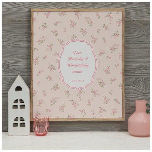 Psalm 139:14 Floral Wood Wall Decor