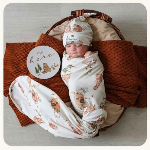 Bears Organic Jersey Wrap & Beanie Set | Snuggle Hunny