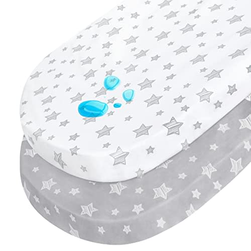 Halo Bassinet Swivel Sleeper Sheet, Waterproof 2 Pack, Universal Fit for Rectangle, Oval, Hourglass Bassinet Mattress