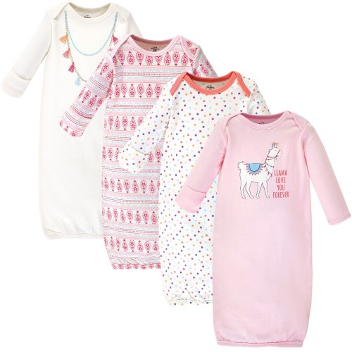 Little Treasure Baby Girl Cotton Long-Sleeve Gowns 4pk, Llama