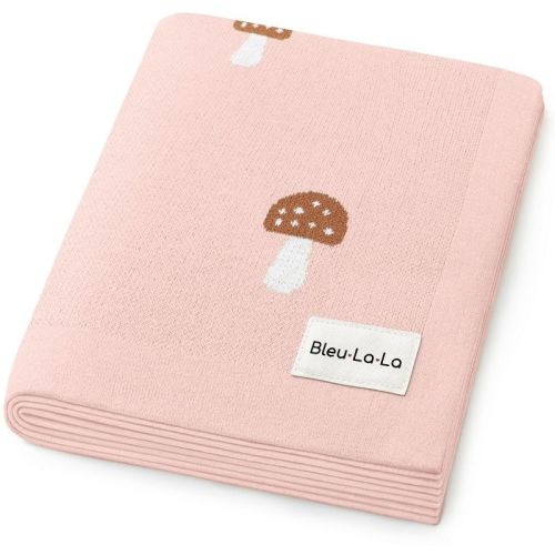 Bleu La La 100% Luxury Cotton Soft Knit Swaddle Baby Blanket for Blanket for Newborns and Infants Boys and Girls - Mushroom - Pink