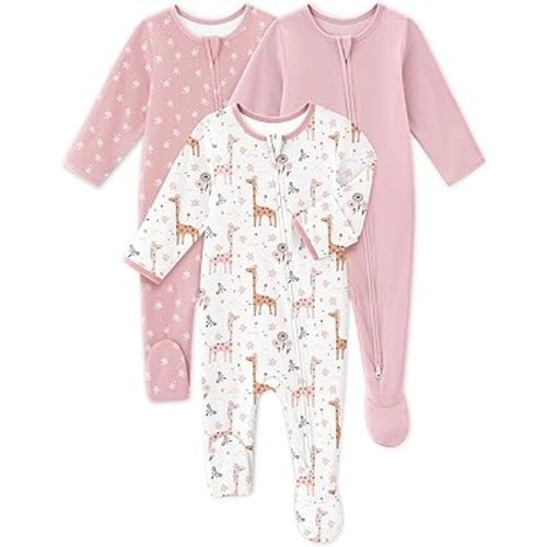 Baby Sleepers 3 Pack Cotton Pajamas for Newborn 0-3 3-6 6-9 Months Boys Girls Clothes Sleep 'N Play Footie PJs