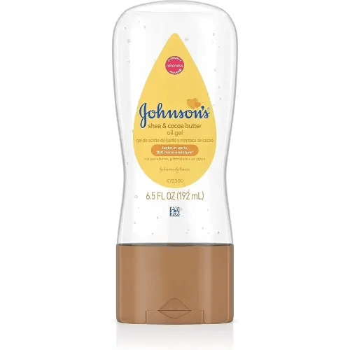 Johnson's Baby Oil Gel, Moisturizing Baby Massage Mineral Oil Enriched with Shea & Cocoa Butter, Dry Skin Relief for Babies, Kids & Adults, Nourishing & Gentle on Delicate Skin, 6.5 fl. oz