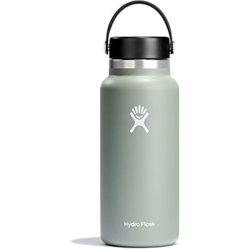 Hydro Flask Wide Mouth vacuum insulated stainless steel water bottle with leakproof closeable lid for cold water drinks, sports, travel, car and school