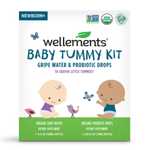Wellements Organic Baby Tummy Kit, Mighty Duo of Organic Gripe Water & Organic Probiotic Drops, Soothes Tiny Tummies, Relieves Occasional Stomach Discomfort* Digestive Support for Infants & Toddlers.*