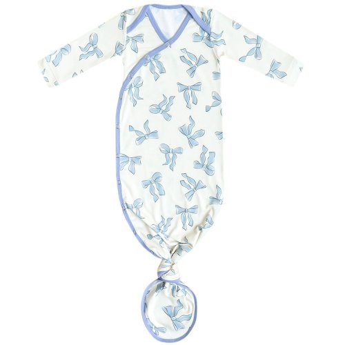 Copper Pearl Baby Girls Daphne Bow Print Long-Sleeve Knotted Gown