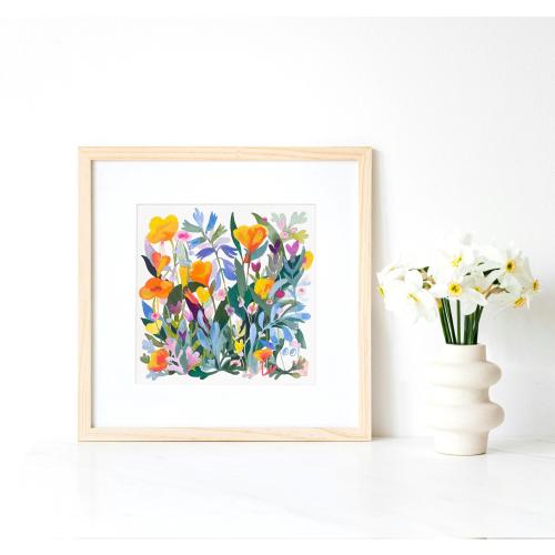 California Wildflowers Golden Poppy Print - 12 x 12 original artwork