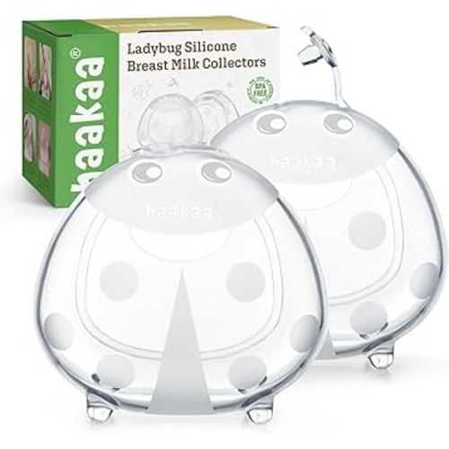 haakaa Ladybug Silicone Breast Milk Collector - Wearable Breast Shells Nursing Cups for Large Milk Supply, Reusable, Extra-Soft & Skin-Friendly (150ml, 2PCS)