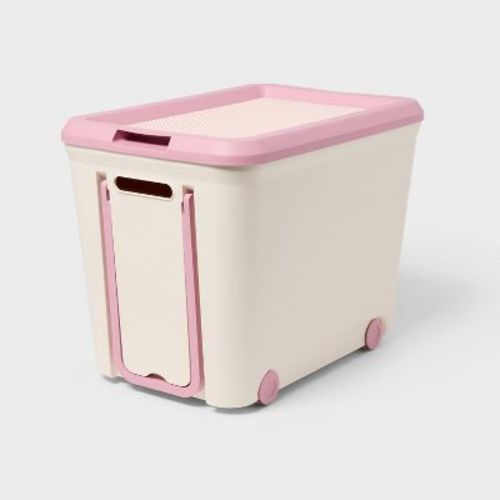 11.58gal Building Brick Play Rolling Storage Tub Pink - Brightroom™