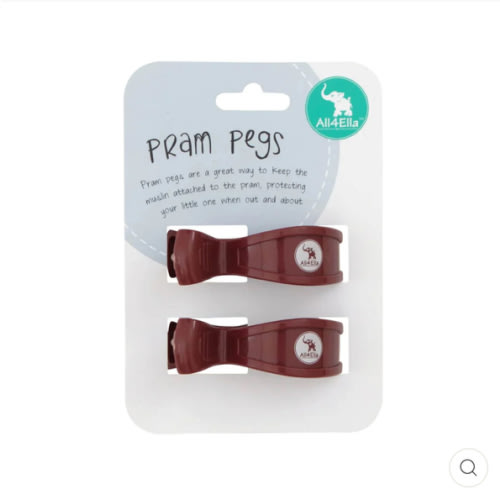 All 4 Ella Pram Pegs 2 Pack - Burgundy