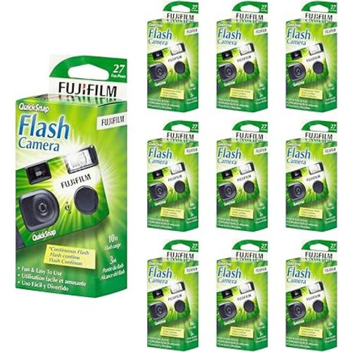 Fujifilm Fujifilm QuickSnap Flash 400 One Time Use 35mm Disposable Camera with Flash, 27 Exposures, 10-Pack