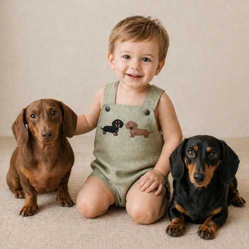 Baby clothes. Baby dog outfit. Baby boy Dachshund outfit. Sausage dog outfit. Baby romper. Baby gift. Baby shower. Embroidered baby clothes