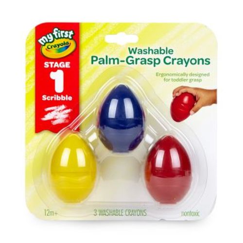 Crayola 3ct Washable Palm Grasp Crayons Stage 1