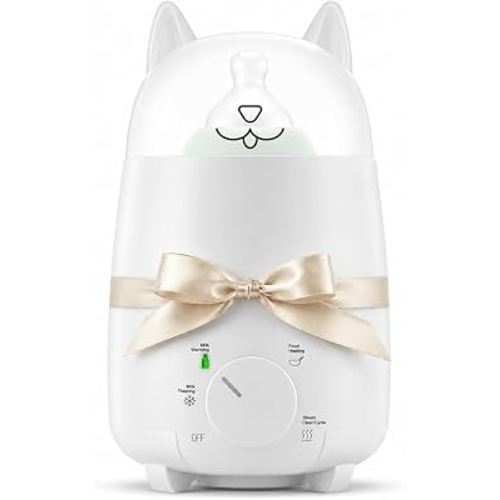 Baby Bottle Warmer for Breastmilk and Formula, 8-in-1 Defroster, Baby Food Heater, Steam Care Cycle, BPA-Free PP, CPSIA-Tested, 24H Keep Warm, Night Light, Auto Shut-Off