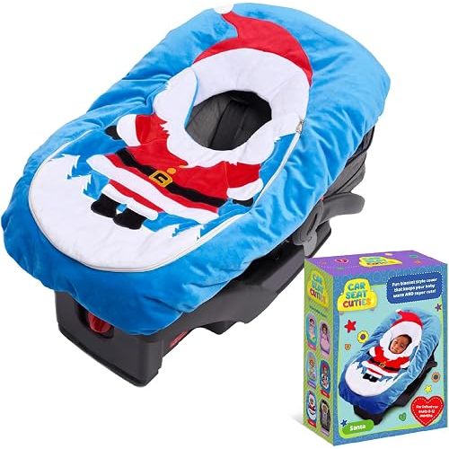 Car Seat Cuties, Baby Carrier Seat Cover for Infant Seat or Stroller, Baby Car Seat Covers with Warm Plush Lining, New Baby Gift, Soft Baby Carrier Blanket Cover, Infant Halloween Costume - Santa