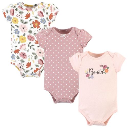 Hudson Baby Infant Girl Cotton Bodysuits, Bonita, 0-3 Months
