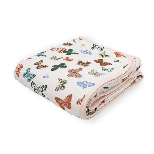 Little Unicorn Original Premium Cotton Quilt | Multi-Layered & Extra-Soft Muslin Fabric |for Babies & Toddlers (Butterflies)