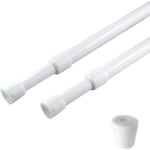 2 Pack Curtain Rod Adjustable 28-43 Inches，5/8" Diameter， White，Small Short Expandable Spring Loaded Tension Rods For Window, Bathroom, Cupboard,Kitchen