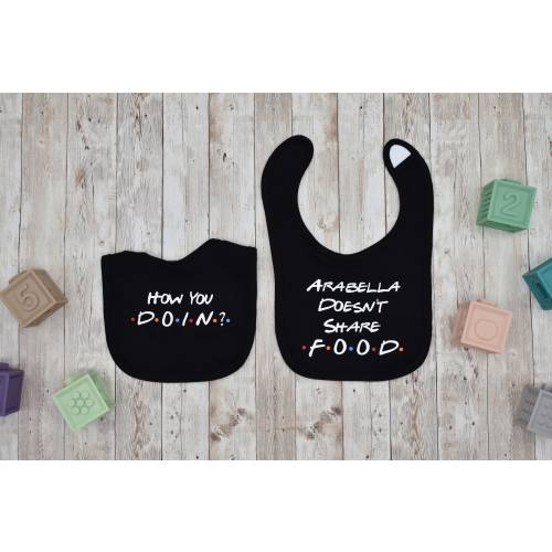 Personalized Friends Baby Bibs – "How You Doin?" 2-Pack