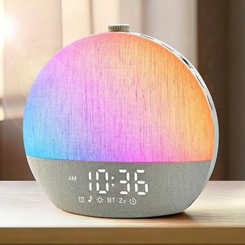 Sunrise Alarm Clock, White Noise Sound Machine, Sunlight Alarm Clocks for Bedrooms, 9 Natural Wake Up RGB Night Light, 30 Soothing Sounds for Heavy Sleepers, Baby, Kids, Adults