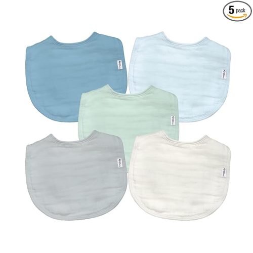 green sprouts Absorbent Organic Cotton Muslin Bibs, 0-12mo Hypoallergenic, STANDARD 100 by OEKO-TEX Certified, Tested for Hormones