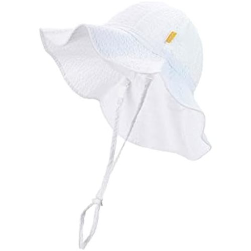 Baby & Toddler Wide Brim Sun Hats UPF 50+ Sun Protection Bucket Cap Cute Adjustable Hat in Seersucker