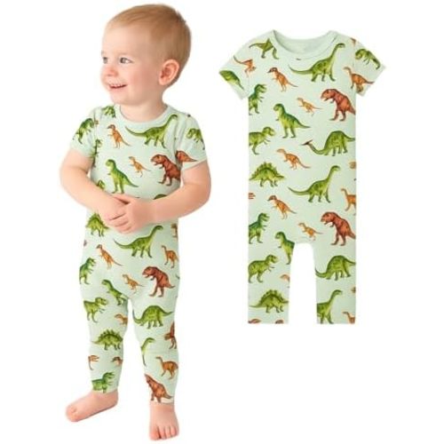 Posh Peanut Baby Romper with Snap Closure - Henley Short Sleeve Baby Boy Outfits - Soft Viscose Baby Pajamas Made from Bamboo