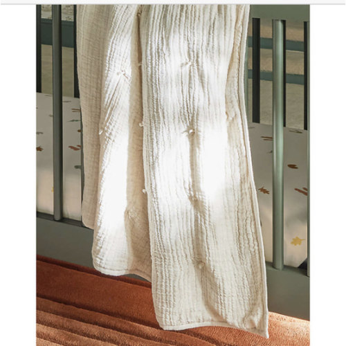 Aire Stone Tan Crinkle 100% Organic Cotton Baby Crib Quilt