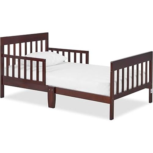 Dream On Me Finn Toddler Bed in Cool Grey, Greenguard Gold and BSA Certified, Non-Toxic Finish, Made of Sustainable New Zealand Pinewood, Low-to-Floor Design with Safety Guard Rails