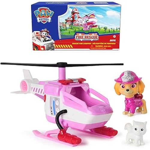 Paw Patrol Fire Rescue: Skye Rescue Fire Chopper con figura de acción, Kitty Friend y helicóptero de juguete, juguetes para niños y niñas a partir de 3 años