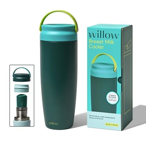 Willow 25oz Portable Breastmilk Cooler - Stainless Steel - Alabaster | Keeps breast milk cold for 24 hours, use with included ice pack or ice cubes, breastfeeding essentials, dishwasher safe