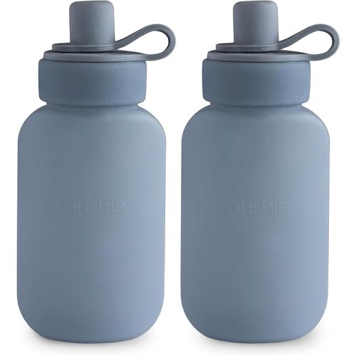 mushie Silicone Puree Pouch 2-Pack | 5 oz Reusable Baby Food Pouches (Tradewinds)