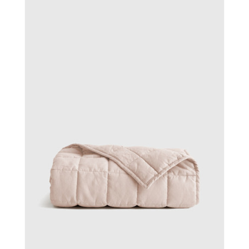Linen Crib Quilt in Blush Pink