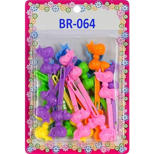 Tara Girls Super Cute Self Hinge Plastic Mulit Design Hair Barrettes Selection. 18pc bow mix color shape barrettes.