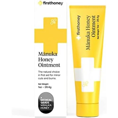 First Honey Wound Healing Ointment [ 1oz - 28.4g ] | 100% Active Leptospermum | Fast Relief & Skin Repair | Manuka Honey from New Zealand | Antibiotic Free Burn Care, Scar Gel, Dressing Aid