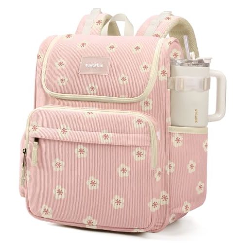 Large Corduroy Diaper Bag Backpack for Mom, 25L Baby Travel Bag with Insulated Bottle Pockets, 40oz Side Strap & Stroller-Ready Straps