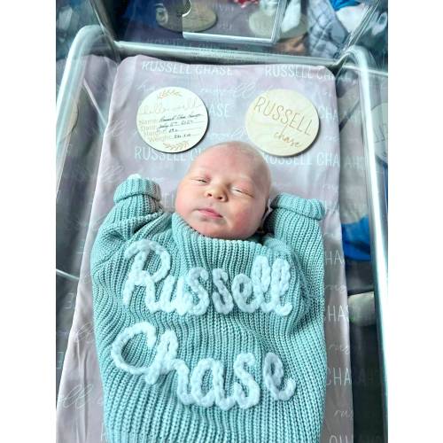 Boys Hand Embroidered Baby Sweater with Name, Toddler Personalized Custom Oversized Name Sweater Chunky Knit, Newborn Baby Gift, Milestone