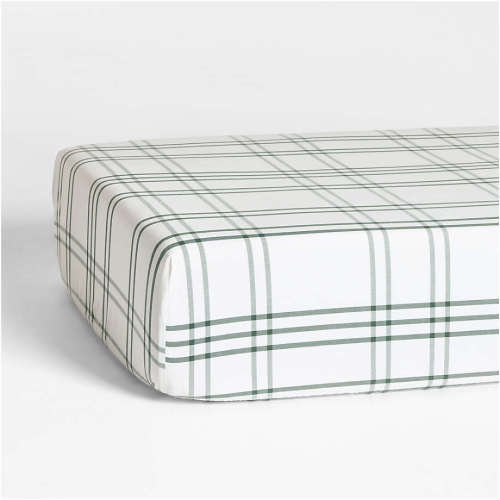 Stax Pine Green Yarn-Dyed Organic Cotton Baby Crib Fitted Sheet