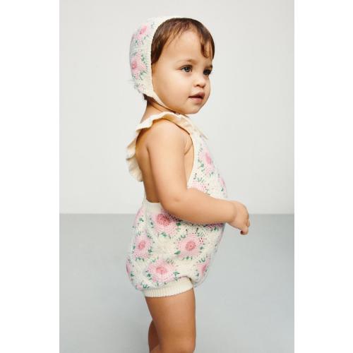 CROCHETED FLOWER ROMPER - Ecru | ZARA United States