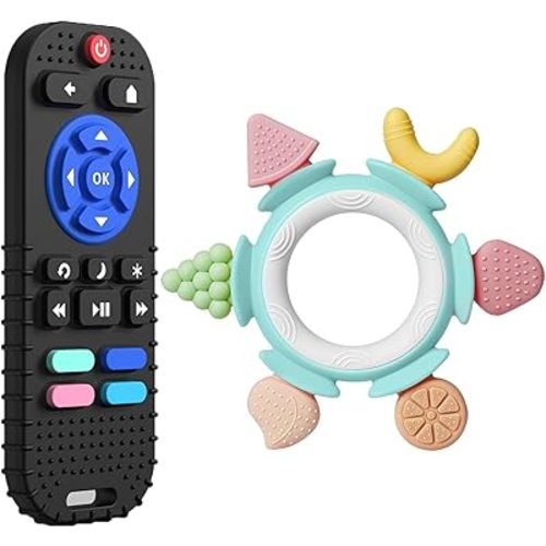 Hooku Silicone Teethers for Babies 6-12 Months, Teething Toys for Babies 0-6 Months, Baby Fruit Teethering Rings, BPA Free Baby Chew Toys, Infants Gifts