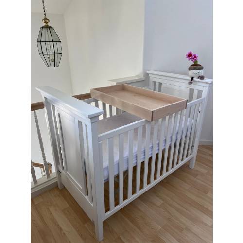 Solid Wood Baby Changing Tray for Crib, Custom Birch or Maple Diaper Changer Top, Space Saving Nursery Decor, Made in USA, Fits Most Pads