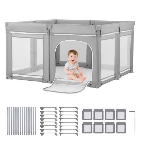 VEVOR Baby Playpen, 78.7″ x 70.1″ Extra Large Toddlers Playpen,Foldable Baby Fence Play Yard with Zippered Door & Soft Breathable Mesh,Indoor Outdoor Safety Activity Center - Great Gift for Toddlers