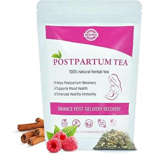Aromlife Postpartum Tea for Women Postnatal Hormone Balance, Organic Raspberry Tea New Mama Postpartum Essential, 10 Teabags Postpartum Herbal Tea Breastfeeding-Friendly and Helps Postpartum Recovery
