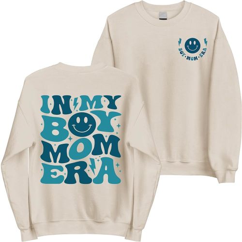 In My Boy Mom Era Sweatshirt - Groovy Boy Mom Era 2 Side Graphic Crewneck
