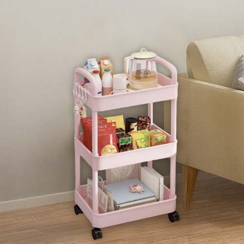 3 Tier Rolling Cart, Cebalnir Plastic Diaper Cart Organizer with Wheels, Roller Cart for Diapers, Baby Nursery, Kitchen, Bathroom, Living Room and Bedside