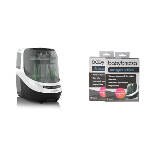 Baby Brezza Bottle Washer Pro - Baby Bottle Washer, Sterilizer + Dryer & Official Detergent Soap Tablets for Baby Brezza Bottle Washer Pro, 120 Tablets