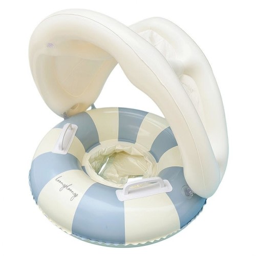 HOLALA Kids Pool Float Sunshade Swim Ring Fun Safe Water Toy-BlueStripes