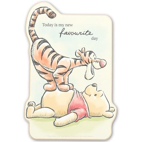 Open Road Brands Disney Winnie the Pooh and Tigger Today is My New Favorite Day Wood Wall Decor - Cute Pooh Wall Art for Kids' Bedroom or Nursery