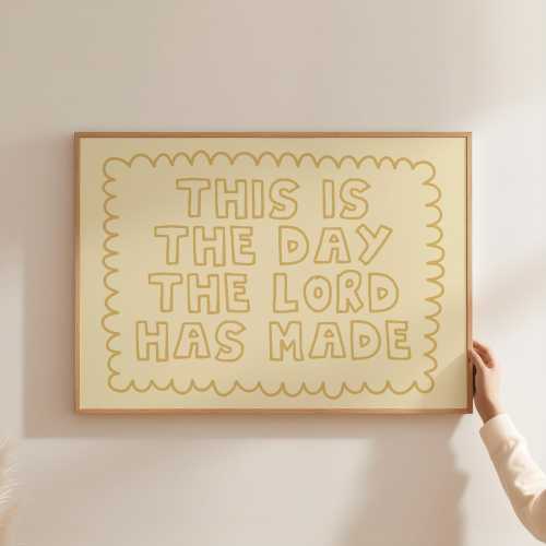 Modern Yellow Bible Verse Printable Wall Art: Hand-Drawn Scripture Art